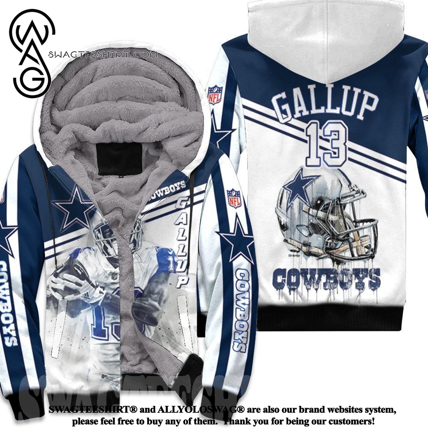 Dallas Cowboys Michael Gallup 13 For Fans Fleece Hoodie