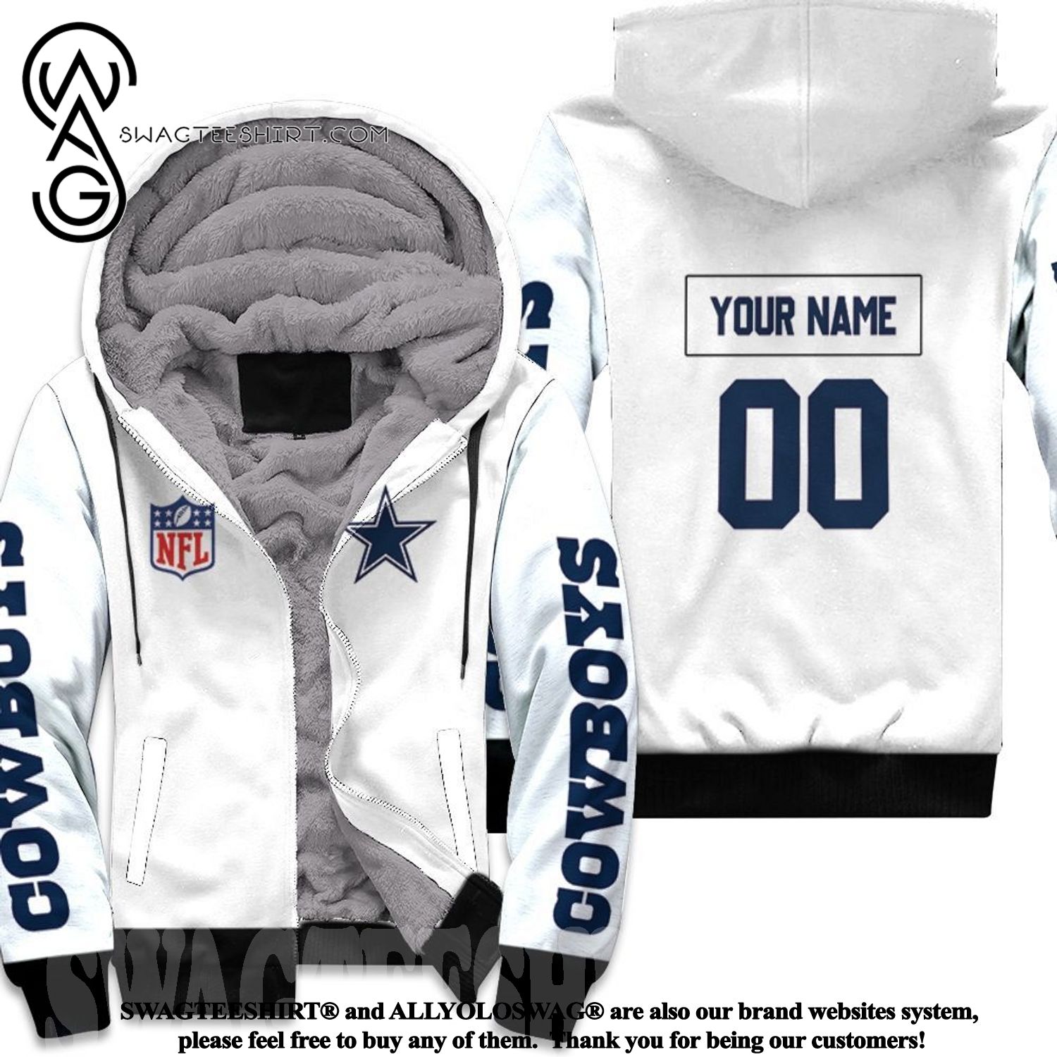 Dallas Cowboys NFL Fan For Cowboys Lovers Style Personalized White Best Combo All Over Print Fleece Hoodie