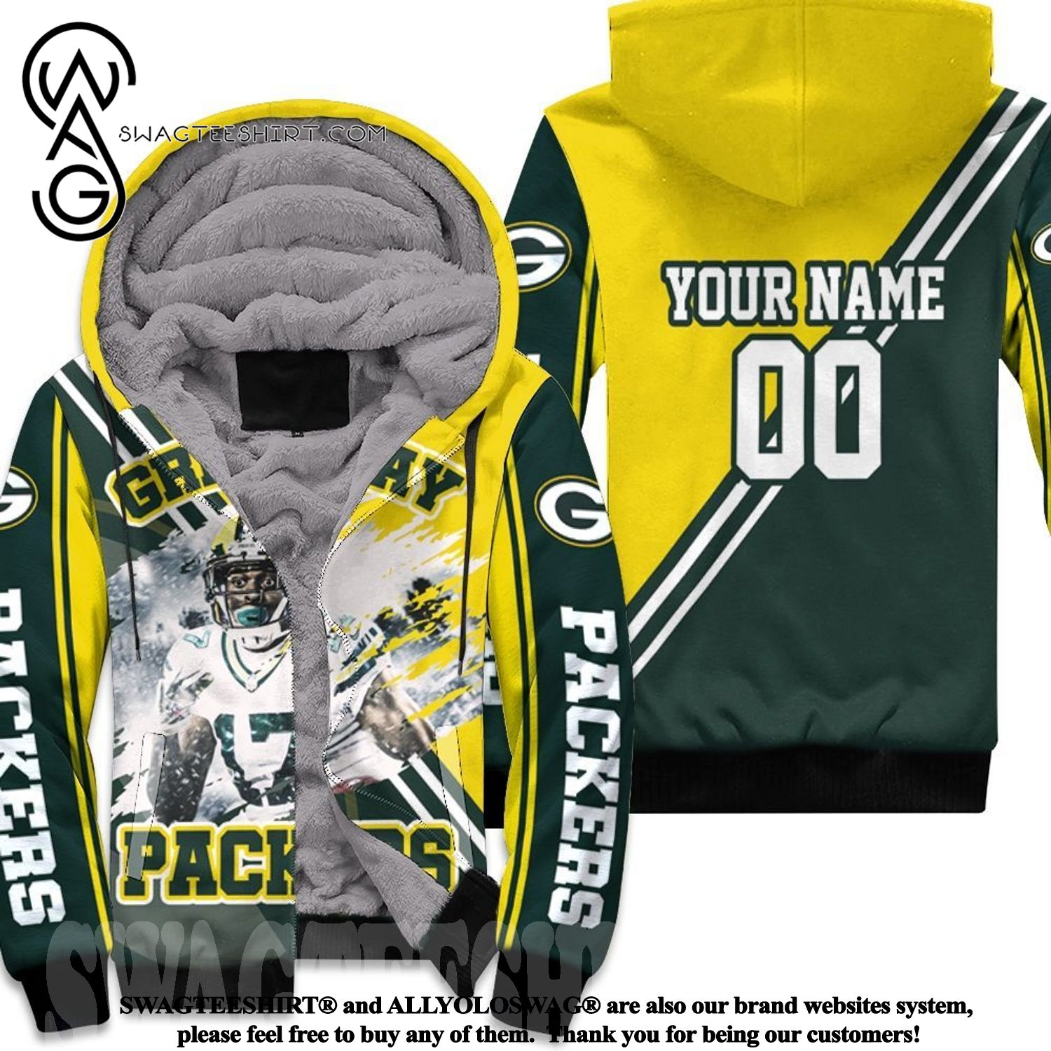 Davante Adams 17 Green Bay Packersposter Personalized New Fashion Full Printed Fleece Hoodie