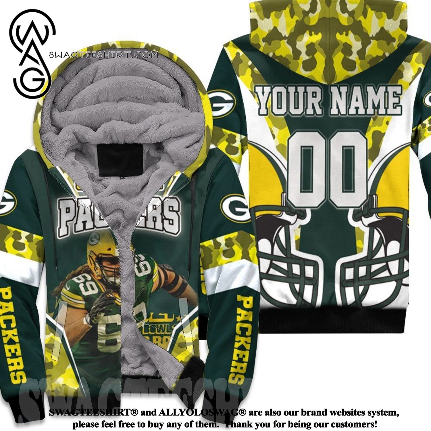 David Bakhtiari 69 Green Bay Packers NFC North Champions Super Bowl Personalized Hot Version All Over Printed Fleece Hoodie