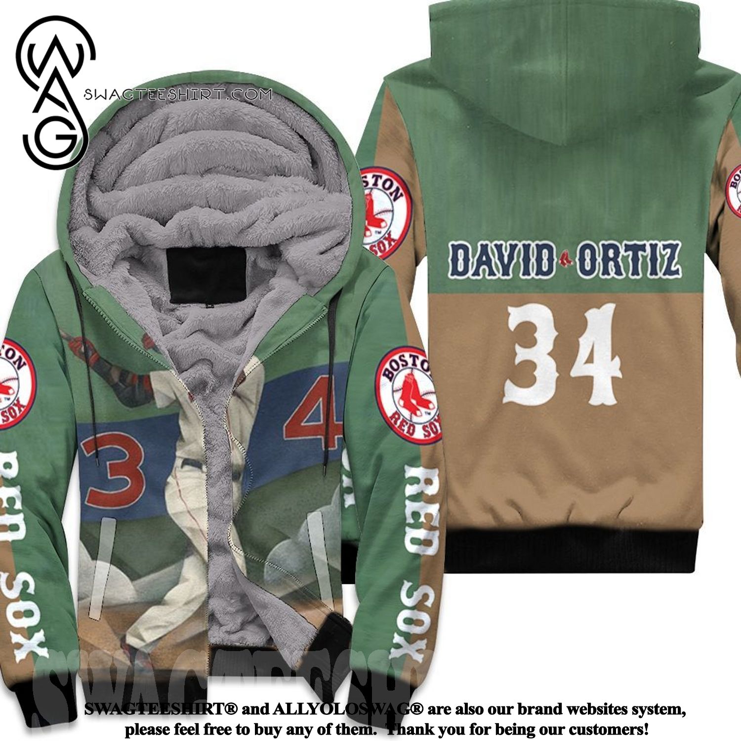 David Ortiz Boston Red Sox 34 Hot Outfit All Over Print Fleece Hoodie