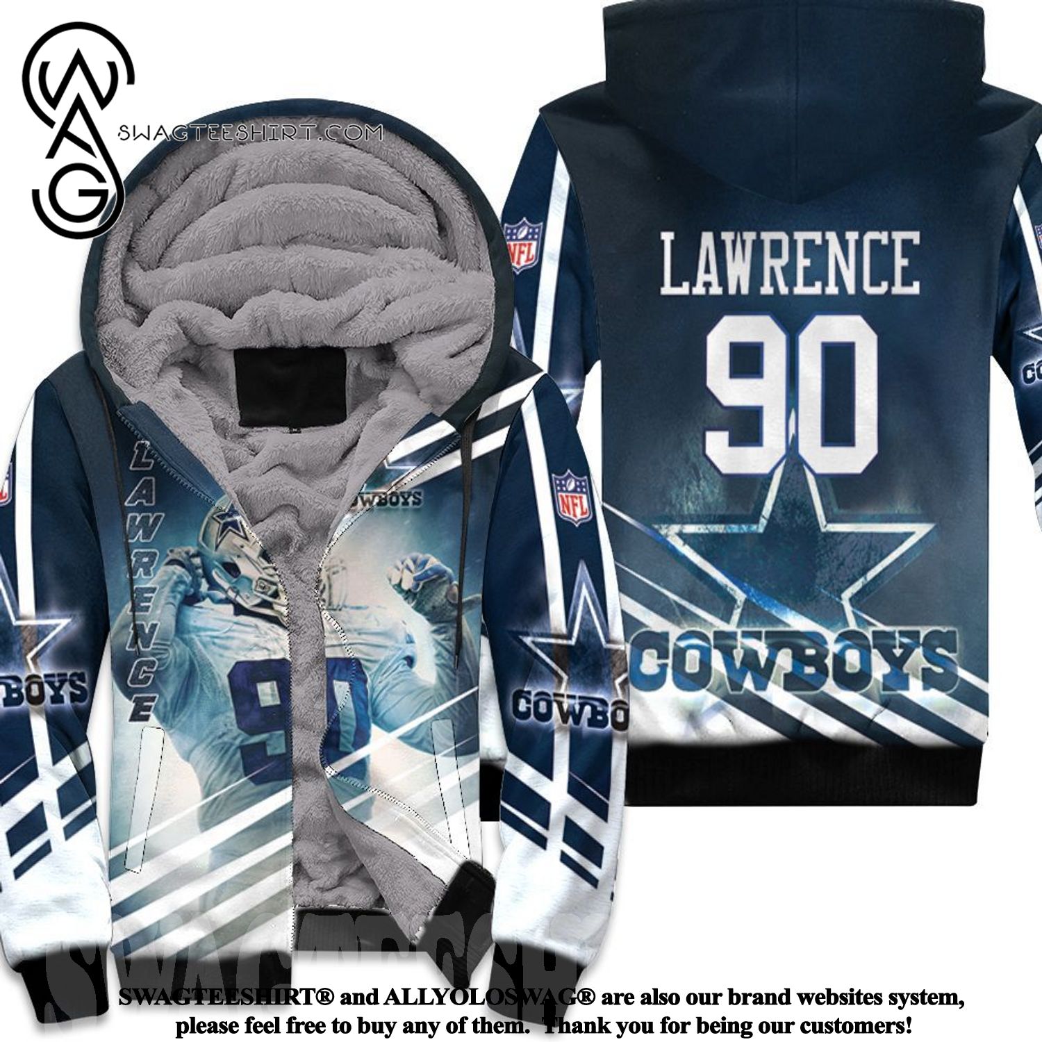Demarcus Lawrence 90 Dallas Cowboys 3D Fleece Hoodie