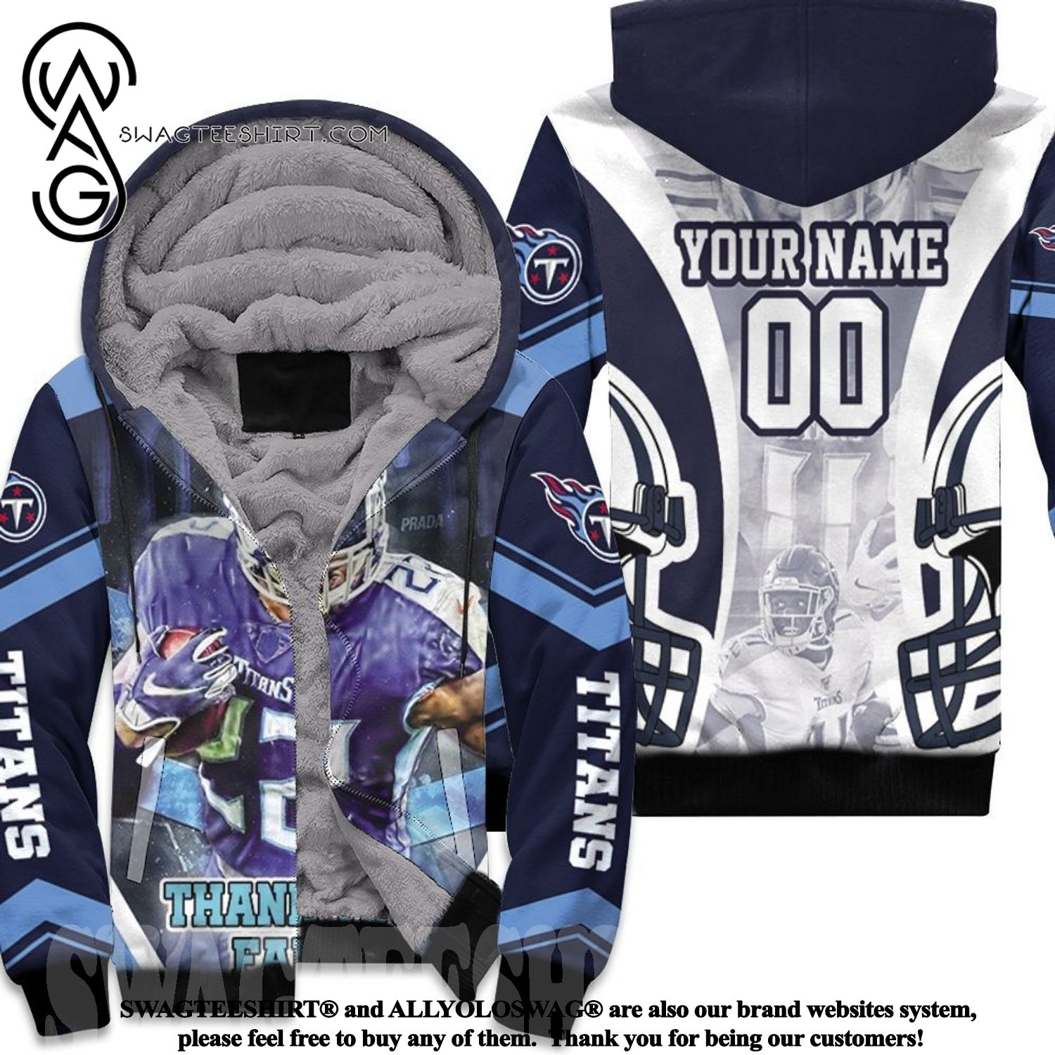 Derrick Henry 22 Thanks You Fan Tennesee Titans AFC South Champions Super Bowl Personalized Best Outfit 3D Fleece Hoodie