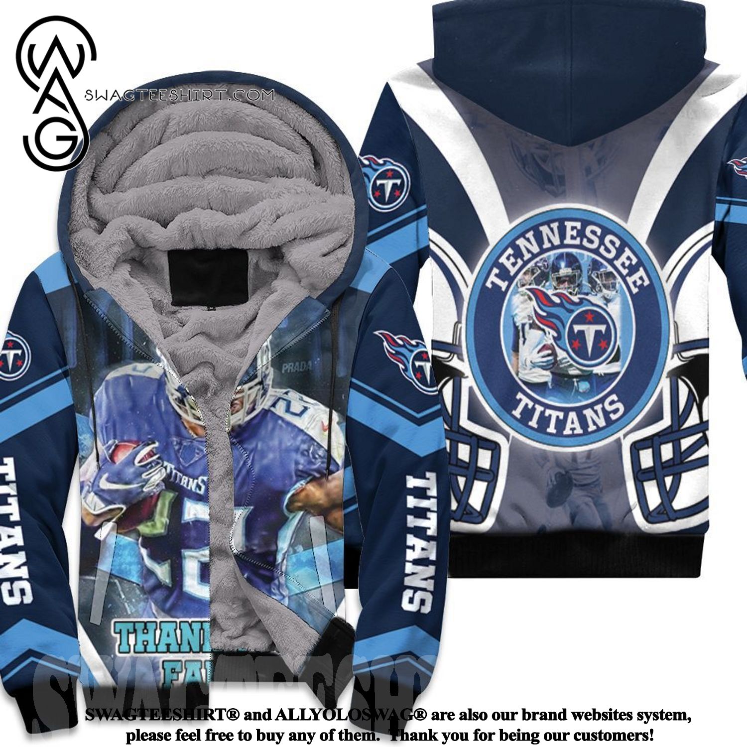 Derrick Henry 22 Thanks You Fan Tennessee Titans AFC South Division Champions Super Bowl Best Combo Full Printing Fleece Hoodie