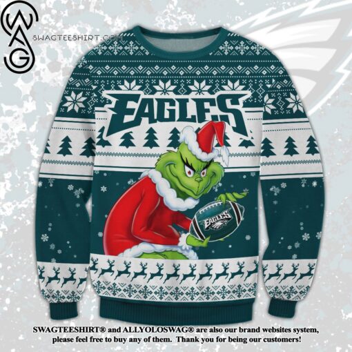 Philadelphia Eagles Grinch Christmas Ugly Wool Knitted Sweater